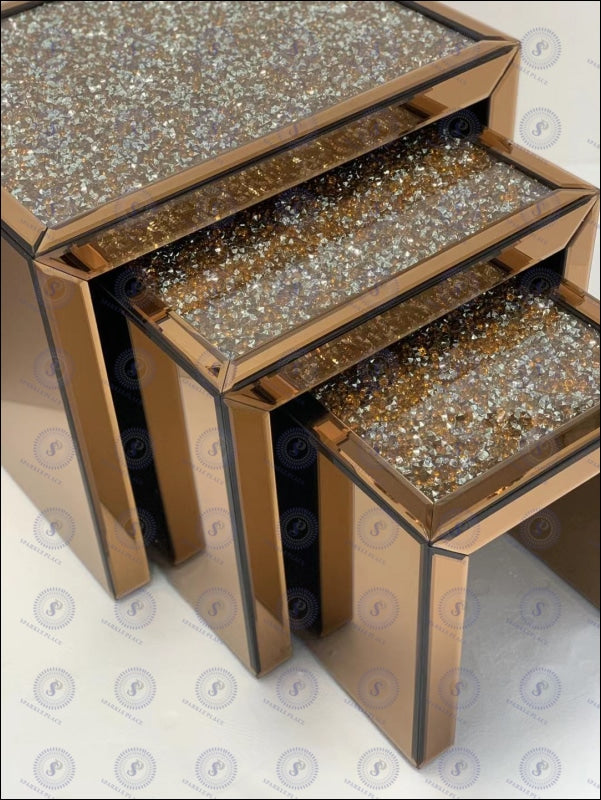 3 Pcs Mirrored Nesting Table Set